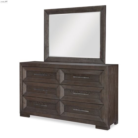 Facets 6 Drawer Dresser in Mink with Silver Unde-3