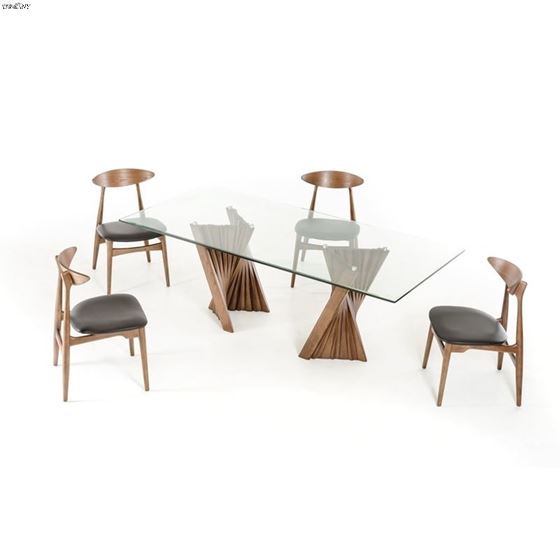 Modrest Corbin Modern Walnut Glass Dining Table 3