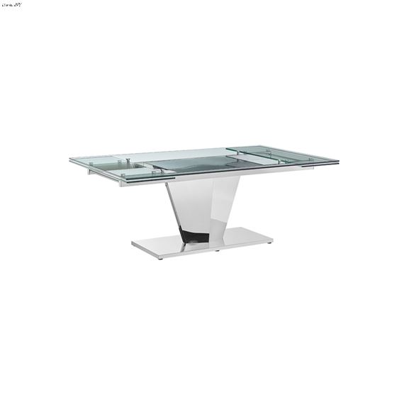 Diamond Polished Stainless Steel Extendable Dining Table closed