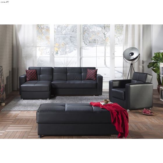 Elegant Santa Glory Black Sectional Set