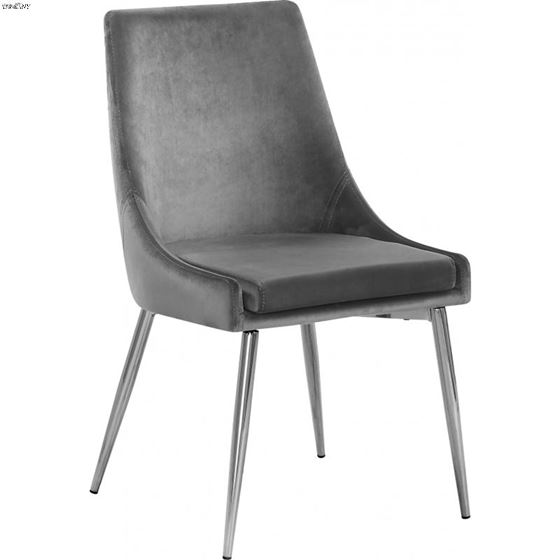 Karina Grey Upholstered Velvet Dining Chair - Chrome Base - Set of 2