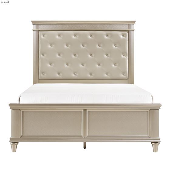 Celandine Silver Panel Upholstered Bed 1928 by Homelegance