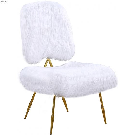 Magnolia White Fur Upholstered Accent Chair