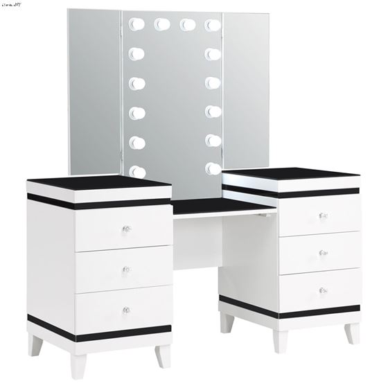 Talei Black and White 6 Drawer Vanity Set 93024-3