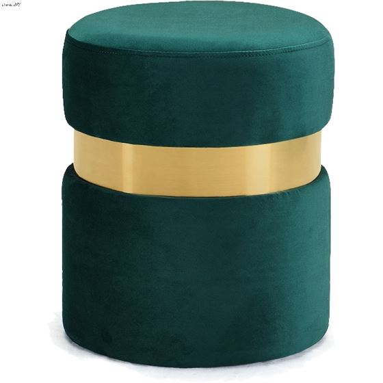 Hailey Green Velvet Upholstered Ottoman/Stool - Go