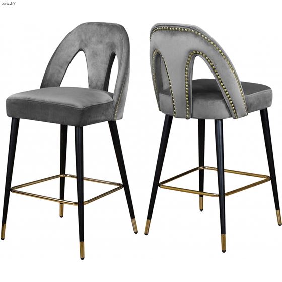 Akoya Grey Velvet Upholstered Bar/Counter Stool