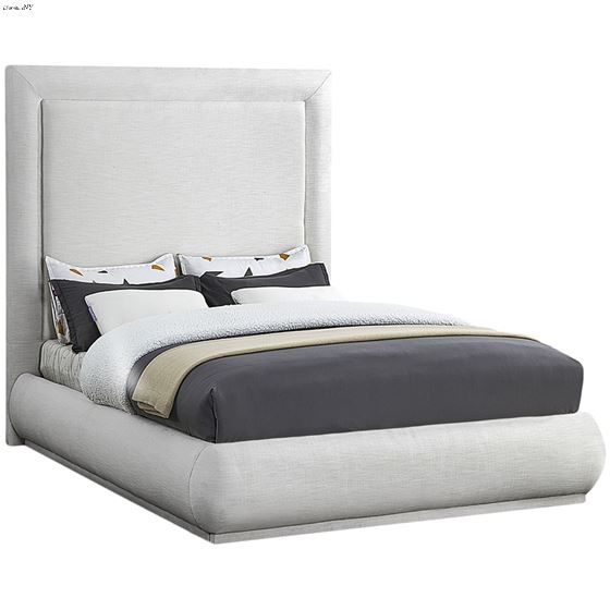 Brooke Cream Linen Textured Fabric Bed By Meridian Furniture
