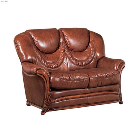 Traditional Brown Italian Leather Love Seat 67 By ESF Furniture