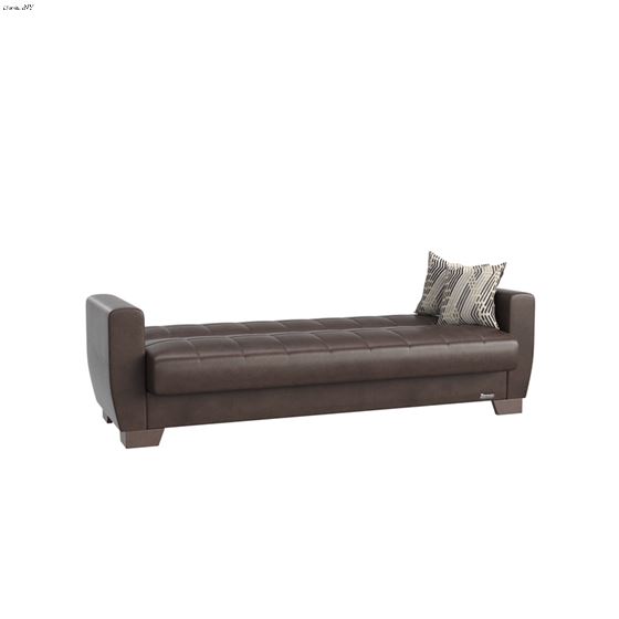 Barato Brown Leatherette Convertible Sofa Bed w-3