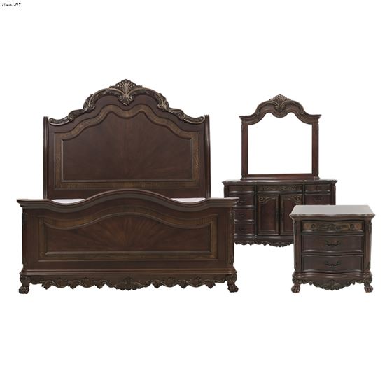 Deryn Park Cherry Queen Sleigh Bed 4pc Bedroom Set 2243SL-1*4 by Homelegance