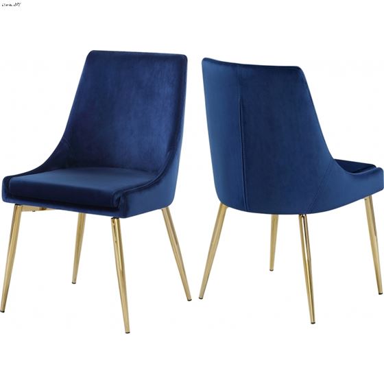 Karina Navy Upholstered Velvet Dining Chair - Gold