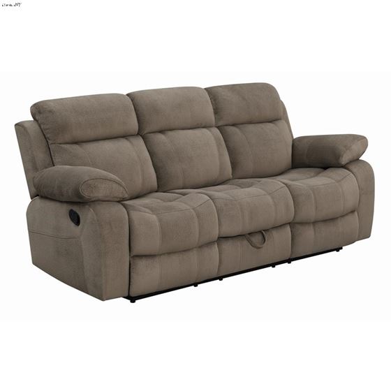 Myleene Mocha Recliner Sofa with Drop Down Table 603031 By Coaster
