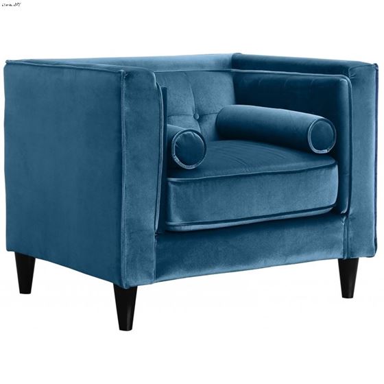 Taylor Light Blue Velvet Tufted Chair Taylor_Chair_Light Blue by Meridian Furniture