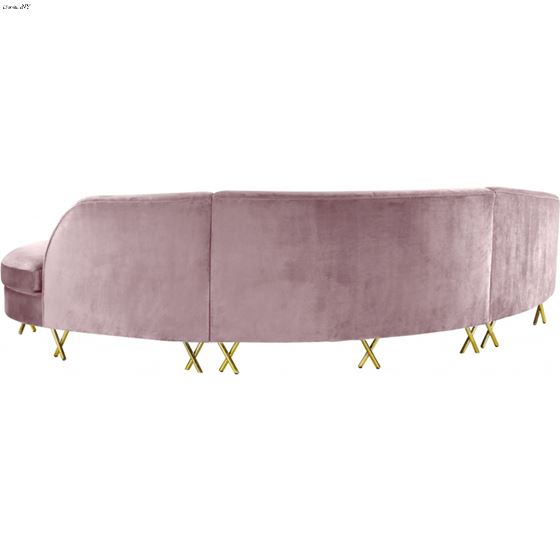 Serpentine Pink Velvet Upholstered Sectional  - 3