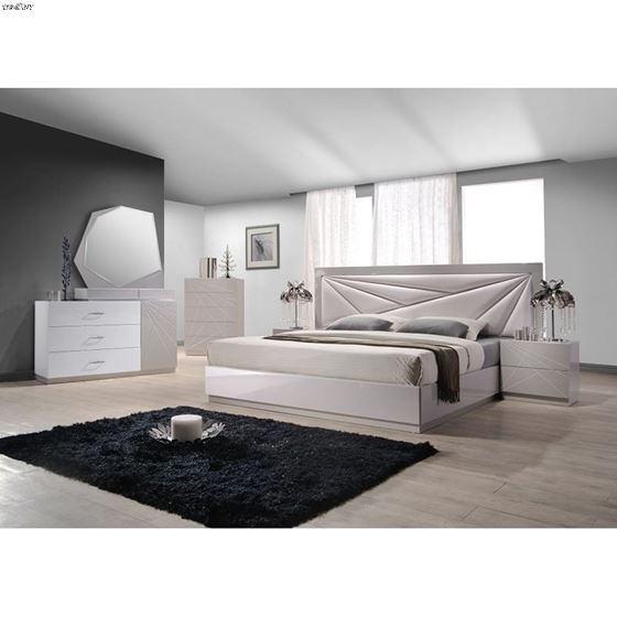 Florence Light Grey Modern Panel Bed-3