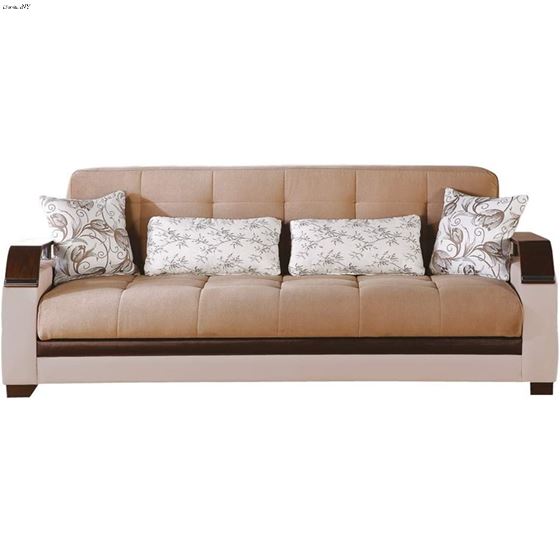 Natural Sofa Bed in Naomi Light Brown by Istikbal 1
