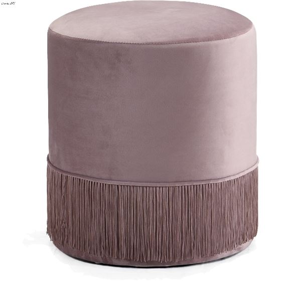 Teddy Pink Velvet Upholstered Ottoman/Stool