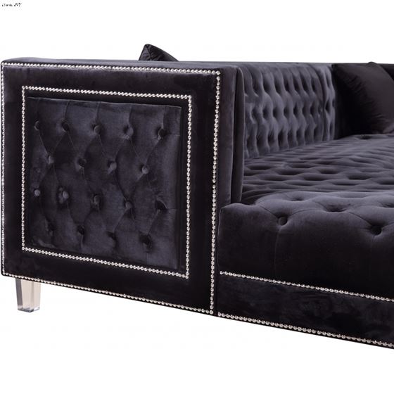 Moda Black Velvet Upholstered Tufted Sectional - 3