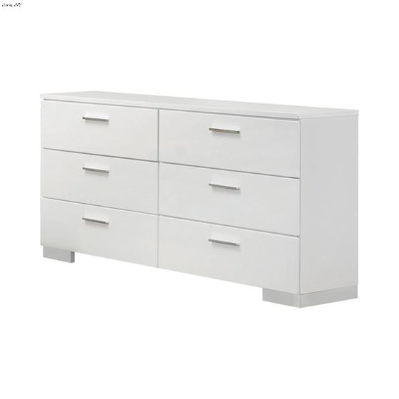 Felicity Glossy White 6 Drawer Dresser 203503 By Coaster
