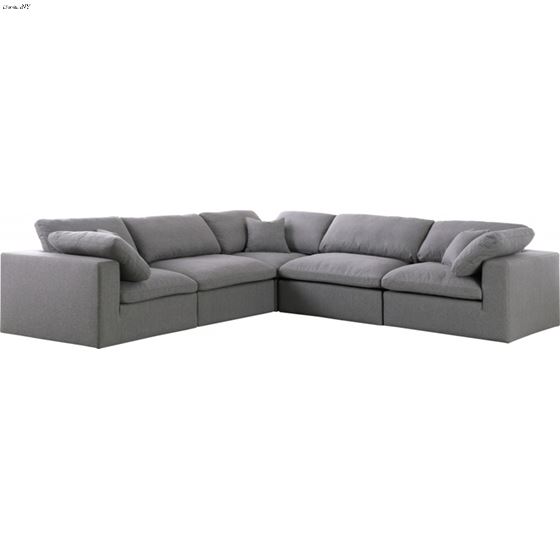 Serene 5pc C Grey Linen Deluxe Cloud Modular Sectional By Meridian Furniture