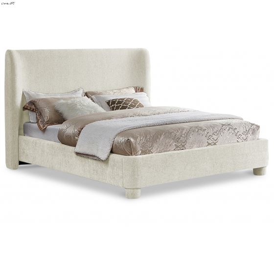 Penny Cream Chenille Upholstered Bed By Meridian Furniture