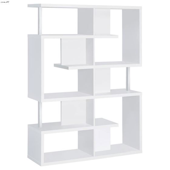 Hoover White Contemporary 5 Tier Bookshelf 800310 By Coaster