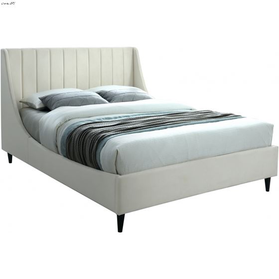 Eva Cream Velvet Upholstered Bed By Meridian Furniture