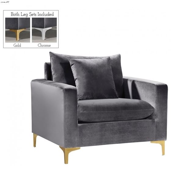Naomi Grey Velvet Chair Naomi_Chair_Grey by Meridian Furniture