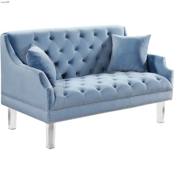 Roxy Sky Blue Velvet Tufted Love Seat Roxy_Loveseat_Sky Blue by Meridian Furniture