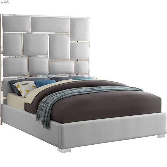 Milan White King Faux Leather Upholstered Bed By Meridian Furniture