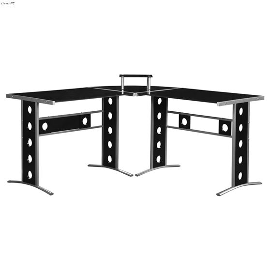 Keizer Black And Silver 3 Piece L-Shape Computer Desk 800228 By Coaster