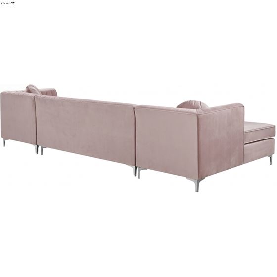 Graham Pink Velvet Upholstered Sectional- Chrome-3