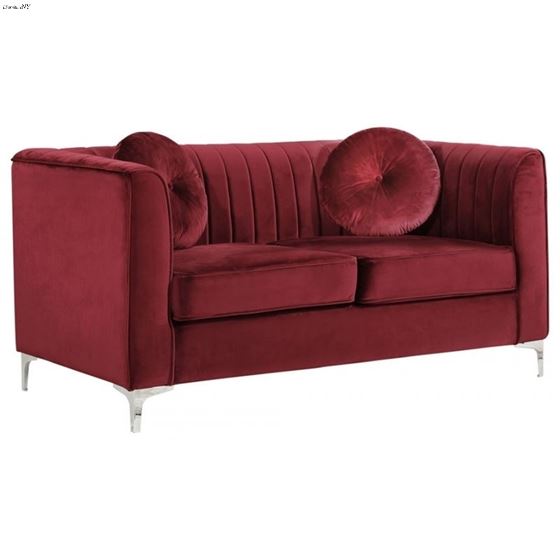 Isabelle Burgundy Velvet Love Seat Isabelle_Loveseat_Burgundy by Meridian Furniture 3
