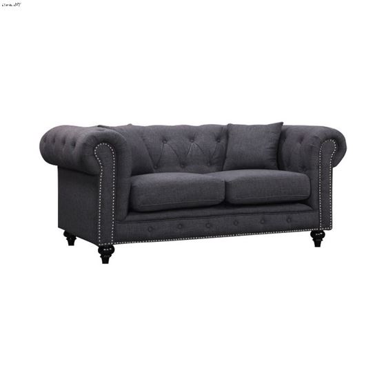 Chesterfield Grey Linen Tufted Love Seat Chesterfield_Loveseat_Grey by Meridian Furniture