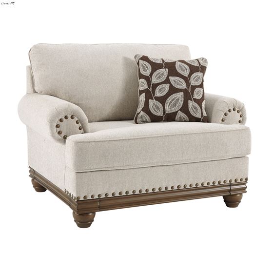 Harleson Wheat Linen and Wood Trim Oversized Chair 15104 By Ashley Signature Design
