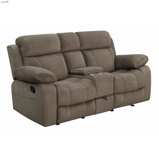 Myleene Mocha Glider Reclining Loveseat with Console 603032 By Coaster