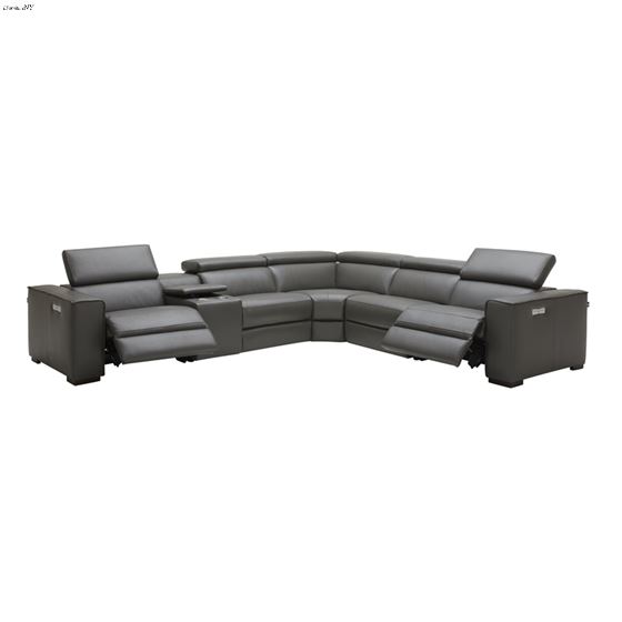 JM Picasso Dark Grey Leather Reclining Sectional 2