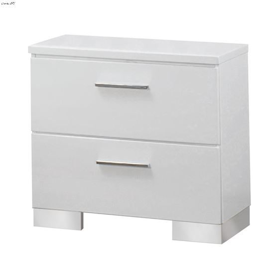 Felicity Glossy White 2 Drawer Nightstand 203502 By Coaster