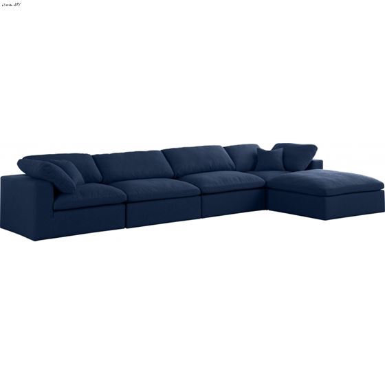 Serene 5pc A Navy Linen Deluxe Cloud Modular Reversible Sectional By Meridian Furniture