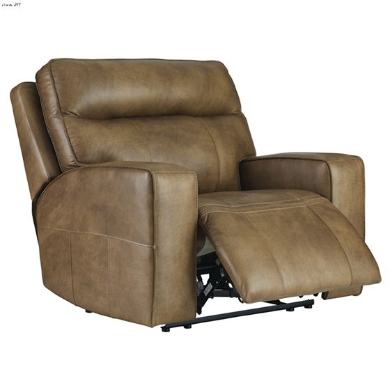 Game Plan Caramel Leather Oversized Power Recliner Chair U1520682