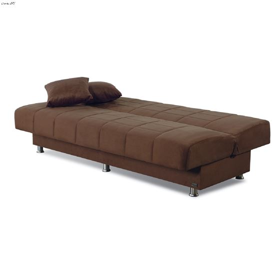 Hamilton Armless Sofa Bed in Brown Open