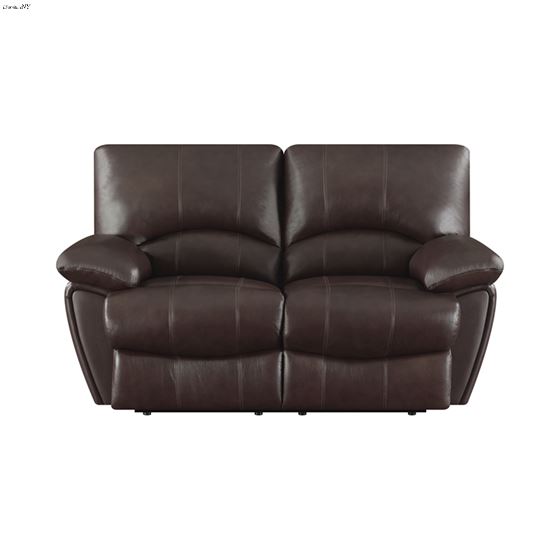 Clifford Chocolate Leather Reclining Love Seat 6-3