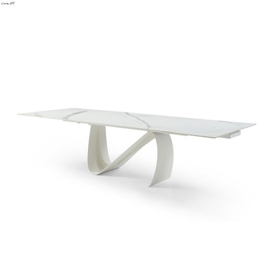 9087 White Ceramic Top Marble Design Extention Dining Table - 83 Inch By ESF Furniture