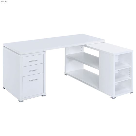 Yvette White Modern L-Shape Office Desk 800516 By Coaster