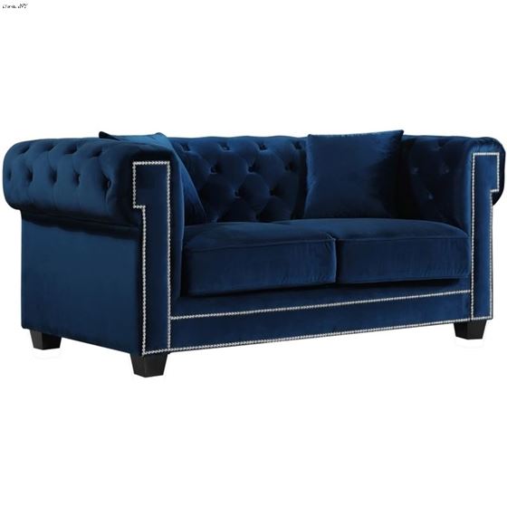 Bowery Navy Velvet Tufted Love Seat Bowery_Loveseat_Navy by Meridian Furniture