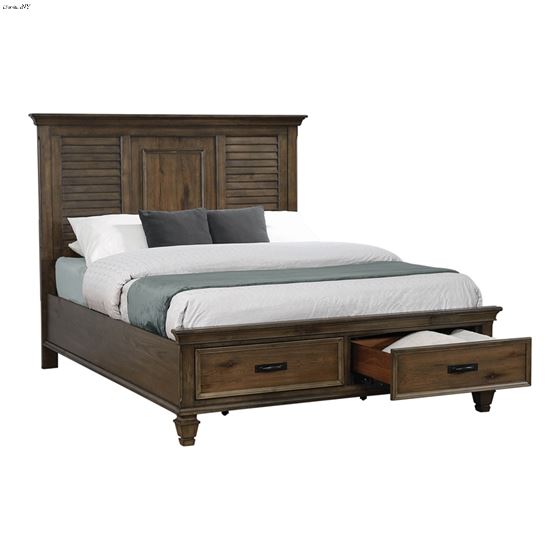 Franco Burnished Oak Queen Storage Bed 200970Q By Coaster