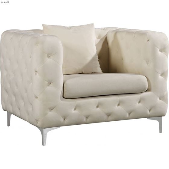 Scarlett Cream Velvet Tufted Chair Scarlett_Chair_Cream by Meridian Furniture