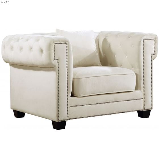Bowery Cream Velvet Tufted Chair Bowery_Chair_Cream by Meridian Furniture