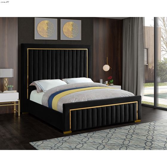 Dolce Black Velvet Upholstered Bed-3