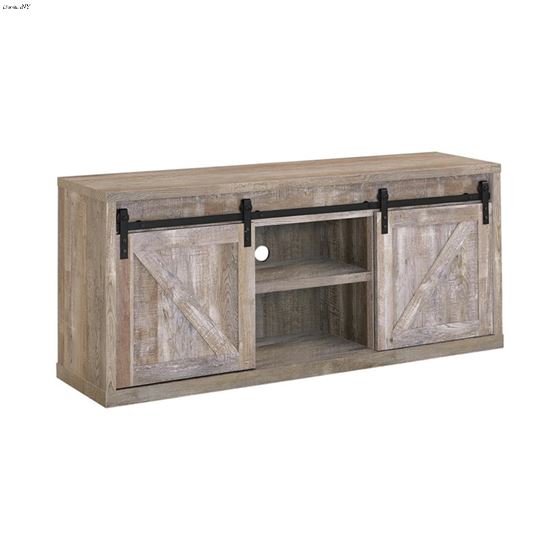 Weathered Oak 59 inch Sliding Barn Door TV Stand 723282 By Coaster